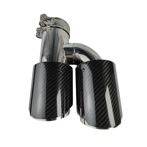 Silencieux d'échappement universel en H double sortie en carbone brillant 51mm-76mm gauche