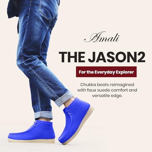 Image of Amali Casual Chukka Boots for Men, High-Top, Lace Up Suede Men's Shoes, Desert Boots with Crepe Rubber Sole