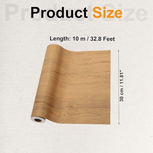 Image of PATIKIL Wood Grain Tape 12 inch x 32 ft, Self-Adhesive Wood Texture Repair Tape Realistic Wooden Effect Patch for Furniture Cabinets Floor Walls, Yellow Teak