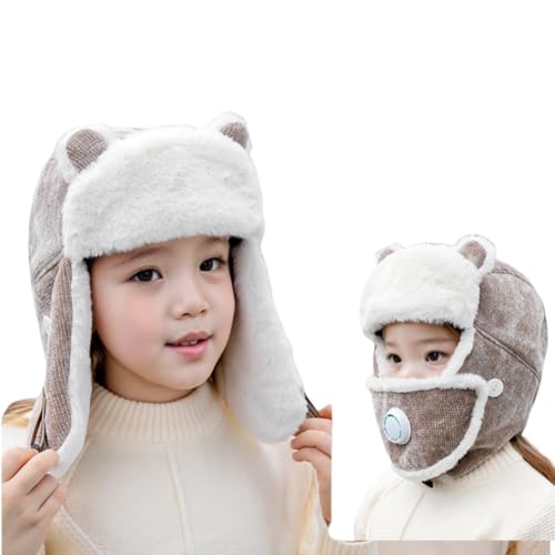 Kids Trapper Hat Girl Winter Earflap Hat Faux Fur Ushanka Caps with Cute Cat Ears Aviator Ski Cap for 6-10Y2