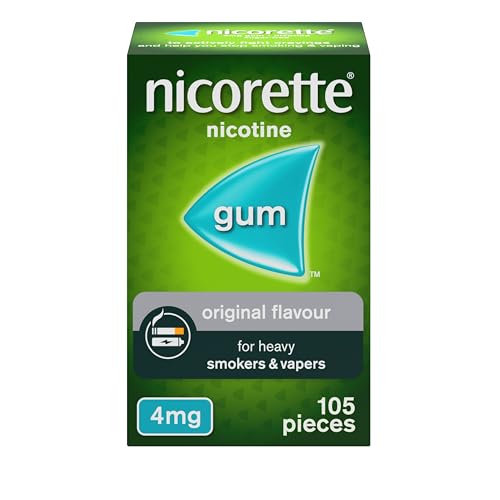 Nicorette 4mg Gum Original Flavour (105 Pieces), Discreet Stop Smoking and Stop Vaping Aid to Help you Quit For Good, Tackle Cravings and Withdrawal Symptoms, Nicotine Gum (Quit Smoking or Vaping)