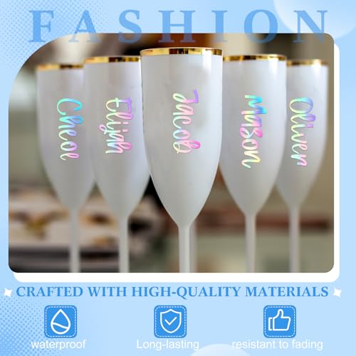 Image of 6 Sheets UV DTF Cup Wrap Name Stickers for Water Bottles Waterproof Custom Vinyl Decals Personalized Lettering Gift Stickers for 14-40oz Tumbler Cups Mugs DIY Craft (Laser)