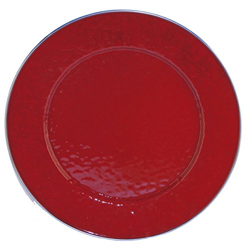 Plato cargador esmaltado rojo 12.5 pulgadas miniatura 1