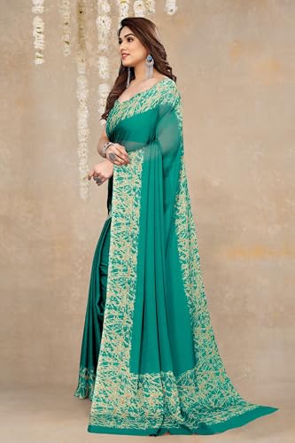 Image of MIRCHI FASHION Women Saree Abstract Print Chiffon | Breathable Lightweight Casual Sari for Regular Use and Office with Unstitched Blouse (Available in 25 Colors)