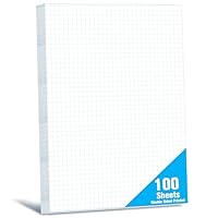 100 Blatt Millimeterpapier, Doppelseitiges Rasterpapier, 4x4 Rasterlinien (4 Quadrate pro Zoll), Leicht abzureißender Block für Schüler, Beamte, technische Zeichnungen, Entwürfe