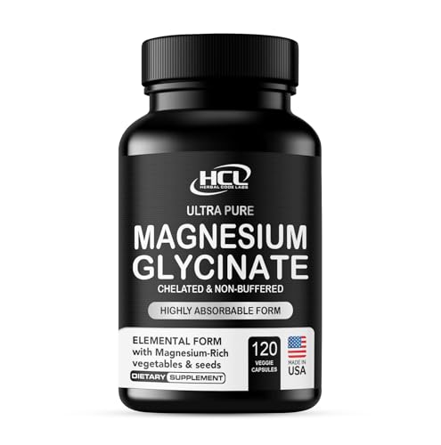 Pure Magnesium Glycinate Capsules - Non-Buffered 350mg Elemental Magnesium Supplement - Chelated High Absorption & Purity Magnesium Complex - Made in USA
