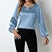 Silk Like Satin Women's Long Sleeve Casual Blouse Elegant and Stylish Top for Every Occasion Women T (Light Blue, XL)