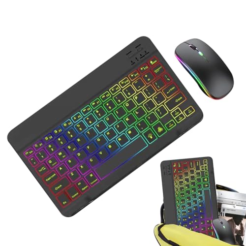 Lighted Wireless Keyboard and Mouse Set   2 Light Modes, 7 Color Backlit Keyboard, Portable Computer Accessories For School, Office, Tablets, Laptops, Cell Phones, Home Use