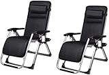 WREEE FGVDJ Chaises Longues De Jardin Pliables Légères, Ensemble De 2 Chaises Longues Inclinables, Chaise De Chaise Longue De Loisirs De Bureau À Gravité Zéro, Chaise Longue Siesta (Couleur : Noir