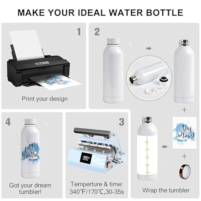 12 Pack 17 oz Sublimation Tumblers Bulk, Double-wall Insulated Stainless Steel Water Bottle Sublimation with Silicone Ring for Office,Gym,Travel, White