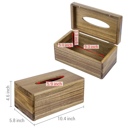 MyGift Acacia Wood Tissue Box Holder with Hinged Magnetic Lid, Flip Top by MyGift - Image 5