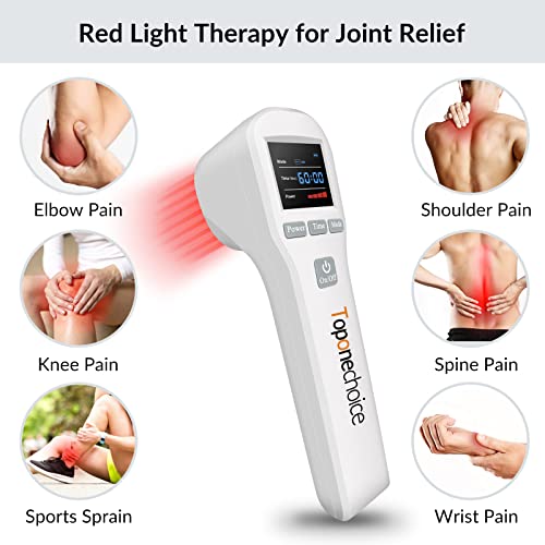 Toponechoice Red Light Therapy Device - 4X808Nm+16X650Nm Near Infrared Light Therapy For Joint Muscle Pain Relief, Handheld Infrared Therapy For Body, Knee, Shoulder, Back, Dog, Cat, Horse, White #TOP2
