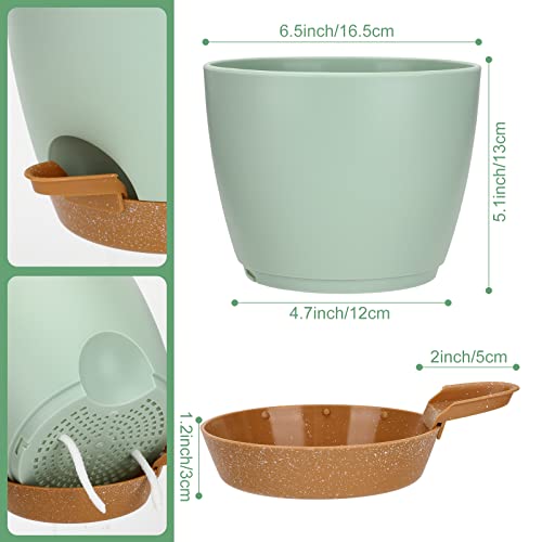 Plastic Plant Pots 3 Pack, Self Watering Plant Pots With Saucers,Drainage Holes And Reservoir, Decorative Modern Bonsai Planter Indoor Flower Pots Garden Pots For All House Plants #TOP1