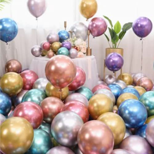 120Pcs 12Inch Metallic Assorted Balloons For Party Thick Latex Chrome Balloons For Birthday Wedding Engagement Anniversary Christmas Festival Picnic Or Any Friends & Family Party Decorations #TOP1
