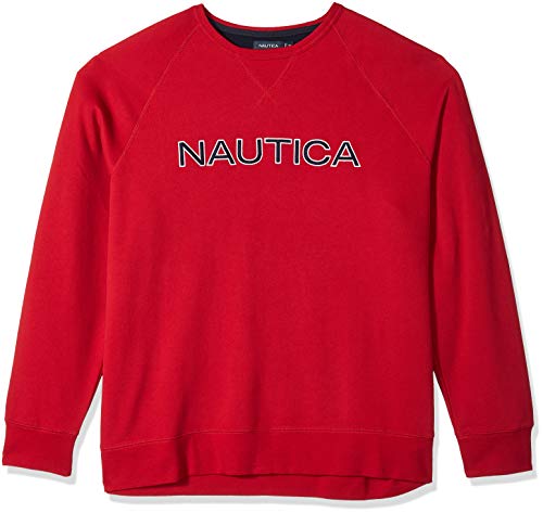 Nautica Men's Tall Crew Neck Graphic Fleece Sweatshirt, red, 2X Big
