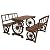 Outsunny Outdoor Table and Chairs for 4 People, Wooden Patio Table and Dining Bench Set, 3 Piece All Weather Furniture Set with Wagon Wheel Design for Backyard Garden, Deck, Carbonized
