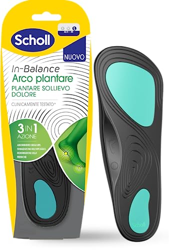 Scholl Plantilla ortopédica In-Balance Arch para aliviar el dolor, plantillas ortopédicas para pies planos, plantillas de gel acolchadas de doble capa con soporte flexible, talla L (42,5 a 45), 1 par