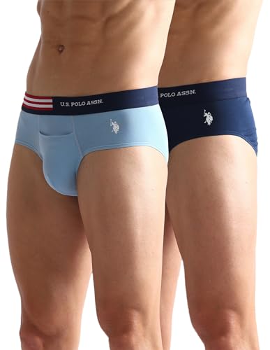 Image of U.S. Polo ASSN. Mens OEB06 Flag Waist Single Jersey Underwear Briefs - Pack of 2