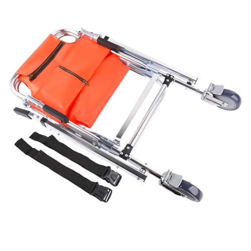 EMS Stair Chairs, Foldable Transport Wheelchair, Aluminum Light Weight Stair Lifts for Elderly, Transfer Stair Chair Lift Assist Devices, Emergency Evacuation Wheelchair with 2 Brake Wheels (Orange) - Thumbnail 3