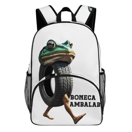 Boneca-Ambalam Merch Large Travel Backpack Italian-Brainrot Meme Waterproof Lightweight Daypack White 44x32x19cm