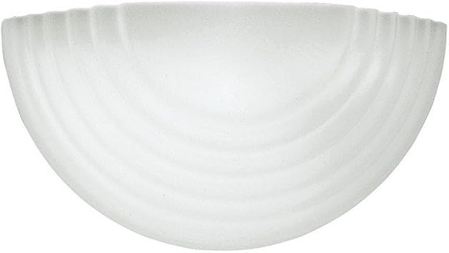 Generation Lighting Stepped Glass 1-Light Wall Bath Sconce in White | Damp-Rated Wall Sconce with Satin White Glass, a Bathroom Light Fixture or Bathroom Fixture for Powder Room, Spa, or Bath