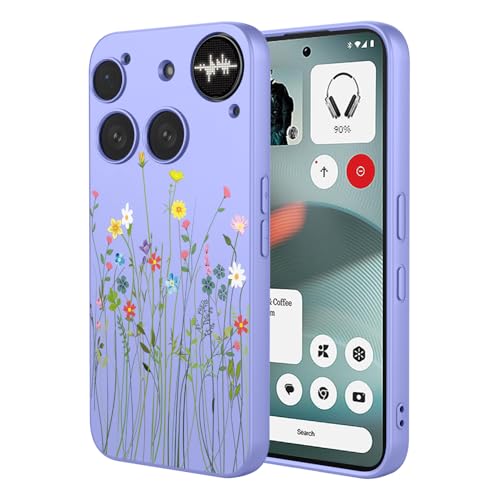 Coque pour Nothing Phone 3 violette et fleurie anti chute et rayure