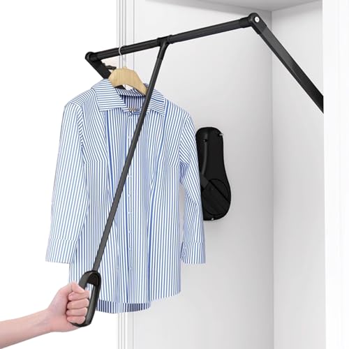 XNKLMYT Pull Down Closet Rod for Hanging Clothes, 33.4"-45.3" Adjustable by XNKLMYT - Used condition - US$70.09