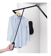 Pull Down Closet Rod for Hanging Clothes, Wardrobe Lift Rail Aluminum Alloy Organizer, Side Mount...