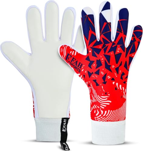 EFAH SPORTS Soccer Goalkeeper Gloves for Boys Kids Children Youth Adult Professional Goalkeeping Glove with Strong Grip Protection Palms (Red Size 5 Suitable for 9 to 12 Years Old)