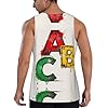 Stencil Spray ABC 2XL Men's Gym Tank Top-Quick Dry Muscle Vest, Loose Fit Sleeveless Shirt for Running Workout Black #3