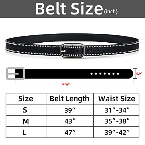 Macoking Black Studded Belt For Women Leather Belt For Dress Jeans Vintage Western Belts (Black-1, S) #TOP5
