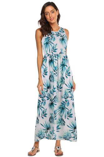 Image of Hount Women's Summer Sleeveless Striped Flowy Casual Long Maxi Dress with Pockets