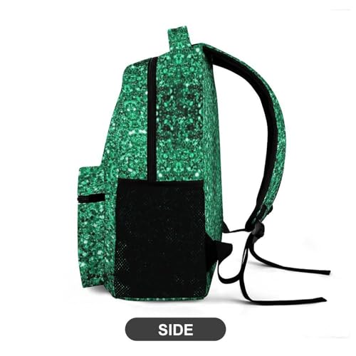 Beautiful Emerald Green Glitter Sparkles Cute Backpack Travel Daypack Lightweight Back Pack with Pockets3