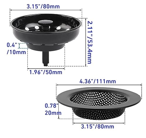 Colador para fregadero de cocina 4 piezas negro miniatura 3