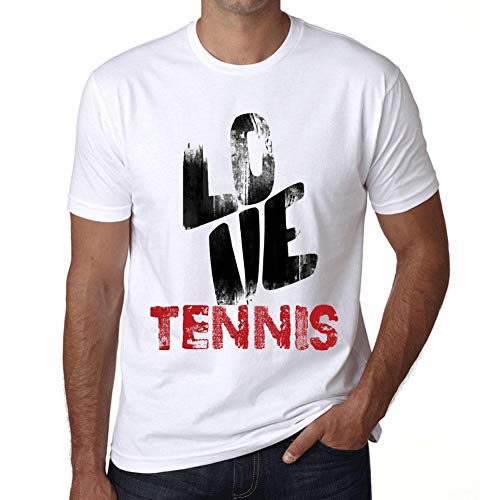 Homme Tee-Shirt J'aime Le Tennis – Love Tennis – T-Shirt Graphique Éco-Responsable Vintage Cadeau Nouveauté Blanc 4XL