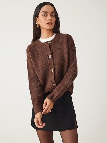 CIDER Women's Button Down Cardigan - Long Sleeve Crew Neck Knit Sweater | Casual Soft Knitwear For Everyday Wear