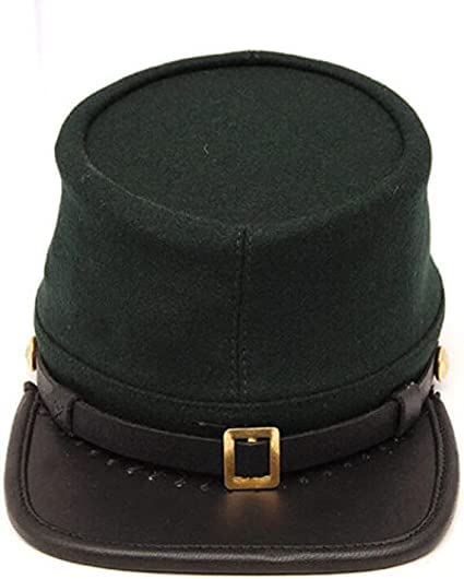 Civil War Union Green Leather Peak Berdans Sharpshooters Kepi, vert uni, Vert, M