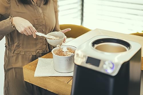 SEVERIN Sorbetière 2-en-1 Compacte 135 W, Sorbetière électrique et yaourtière d'une capacité 1,2 L, Machine à glace avec livre de recettes, noir, EZ 7407