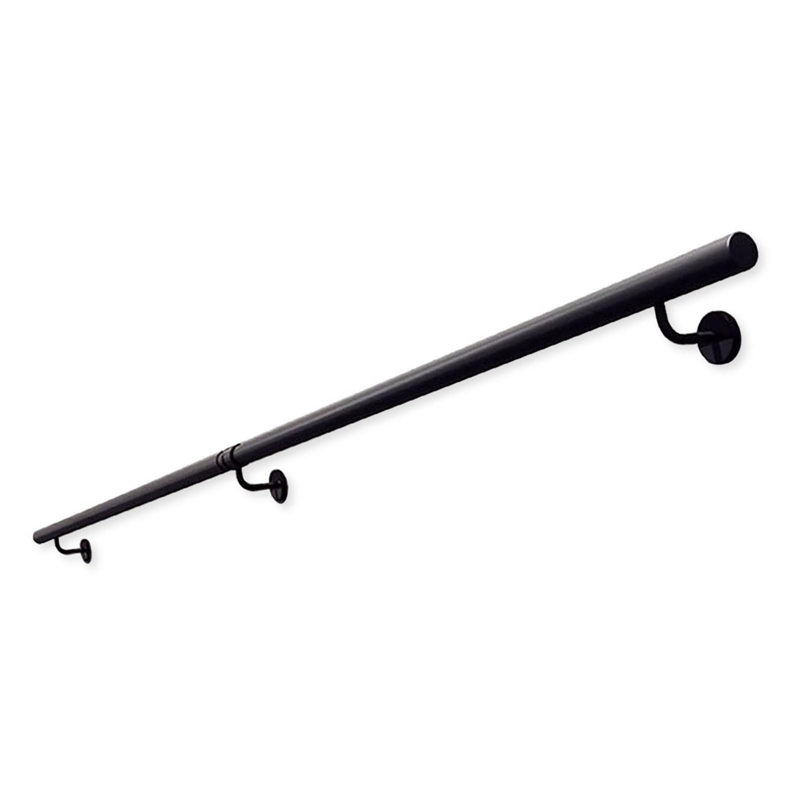 Gaommini 3FT 5FT 6FT 7FT Industrial Handrails for Stairs Indoor Outdoor Steps Grab Bar, Wall Mount Stair Banister Hand Rails - Black White Metal Iron Stair Railing(Black,19ft/570cm)