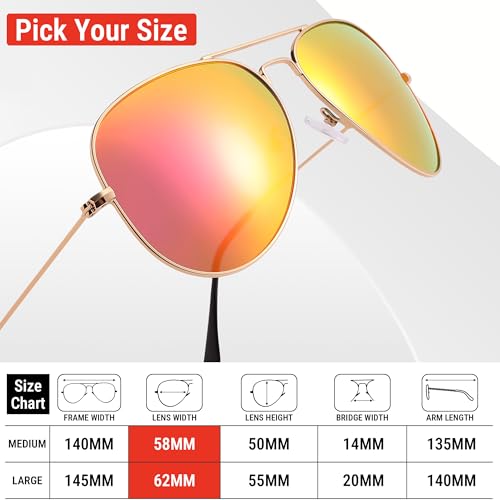 Image of Pro Acme Aviator Sunglasses for Men Women Classic Polarized UV400 Protection