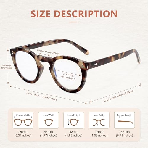 Image of EASY READ Blue Light Blocking Glasses for Women,Retro Round Anti Eyestrain Computer Eyeglasses for Women with Spring Hinge