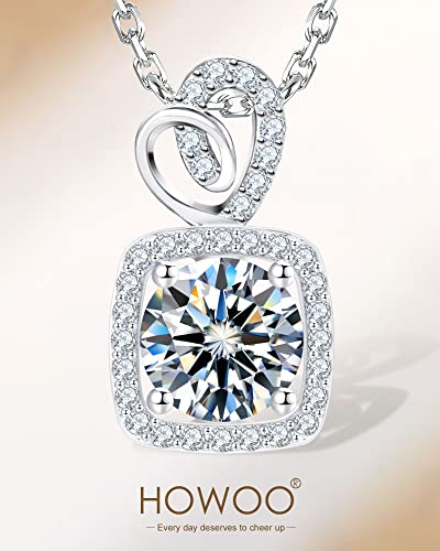 Howoo Moissanite Necklace For Women Diamond Pendant Heart Necklace 1Ct Colorful Lab Created Moissanite 925 Sterling Silver White Gold Plated Necklace Christmas Gift For Wife Mother Girlfriend #TOP3
