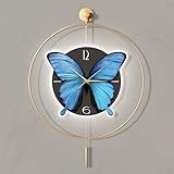Piccolo orologio da parete a forma di farfalla, funzionamento a batteria, funzionamento silenzioso, include luce, ideale per corridoio, soggiorno e sala da pranzo
