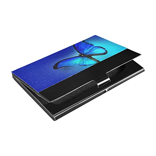 susiyo Business Card Holder, Blue Butterfly Slim Portable Name Card Case
