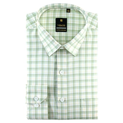 Image of 7-DAYS Men's Premium Checks Formal Shirt - Cotton Rich, Regular Fit, Full Sleeve, with Pocket, Wrinkle Resistant - Stylish Office & Everyday Wear.