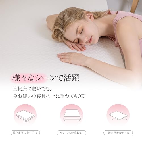 Wellflex マットレス セミダブル 高反発 密度25D 硬さ190N 圧力分散 厚み3CM マットレストッパー 滑り止め 高通気性 マットレス 車中泊 来客用 キャンプ 布団 寝心地がいい カバー洗える 195*120*3CM ロール状 [5]