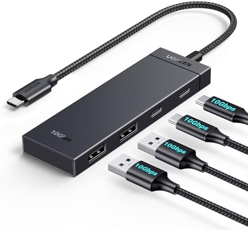 UGREEN USB C Hub 10 Gbps, Adapter mit 2 USB C und 2 USB 3.2 Ports (30cm) | Hochgeschwindigkeits Multiport Splitter für iPhone 17 Serie, Galaxy S25 Serie, MacBook, iMac, iPad, Chrom