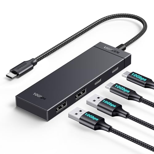 UGREEN USB C Hub 10 Gbps, Adapter Mit 2 USB C 3.2 und 2 USB 3.2 Ports, Hochgeschwindigkeits Multiport Splitter f&uuml;r iPhone 17 Serie, Galaxy S25 Serie, MacBook, iMac, iPad, Chromebook und Mehr