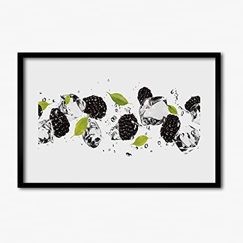 Cadre photo MDF 60x40 cm avec tableau peinture de cerises douces et eau