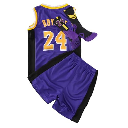 Kids Basketball Jersey Set-Youth Basketball Jersey (Tank Top+Shorts+Socks)-3pc Basketball Jerseys for Boys Girls